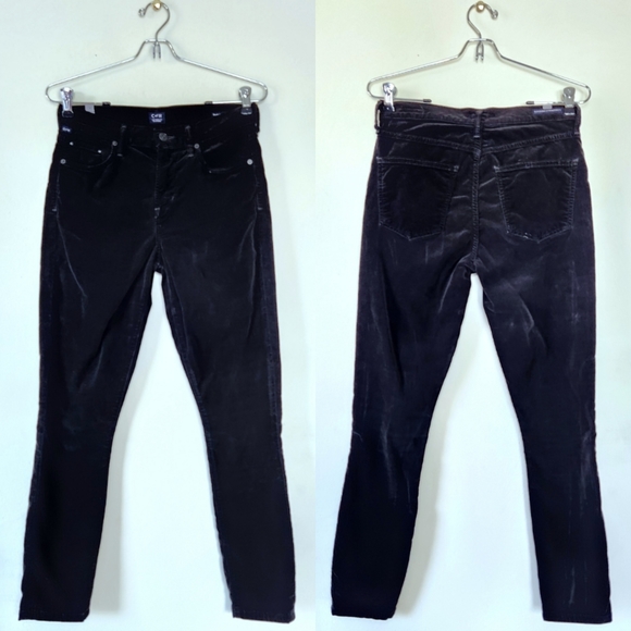 Citizens of Humanity "Rocket" High Rise Skinny Velour Black Pant Jean | Size 26 - Picture 3 of 14